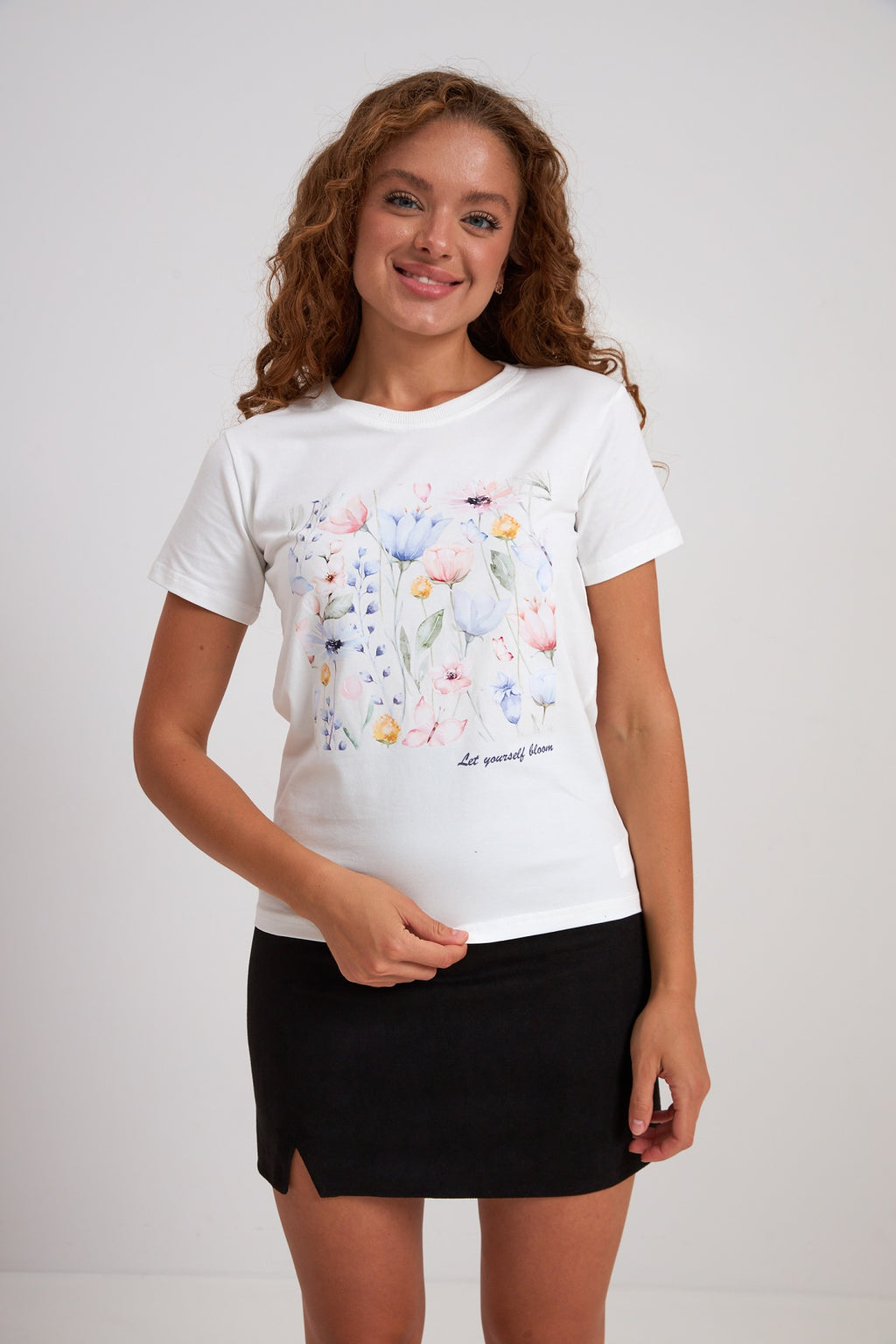 Tricou basic cu imprimeu floral