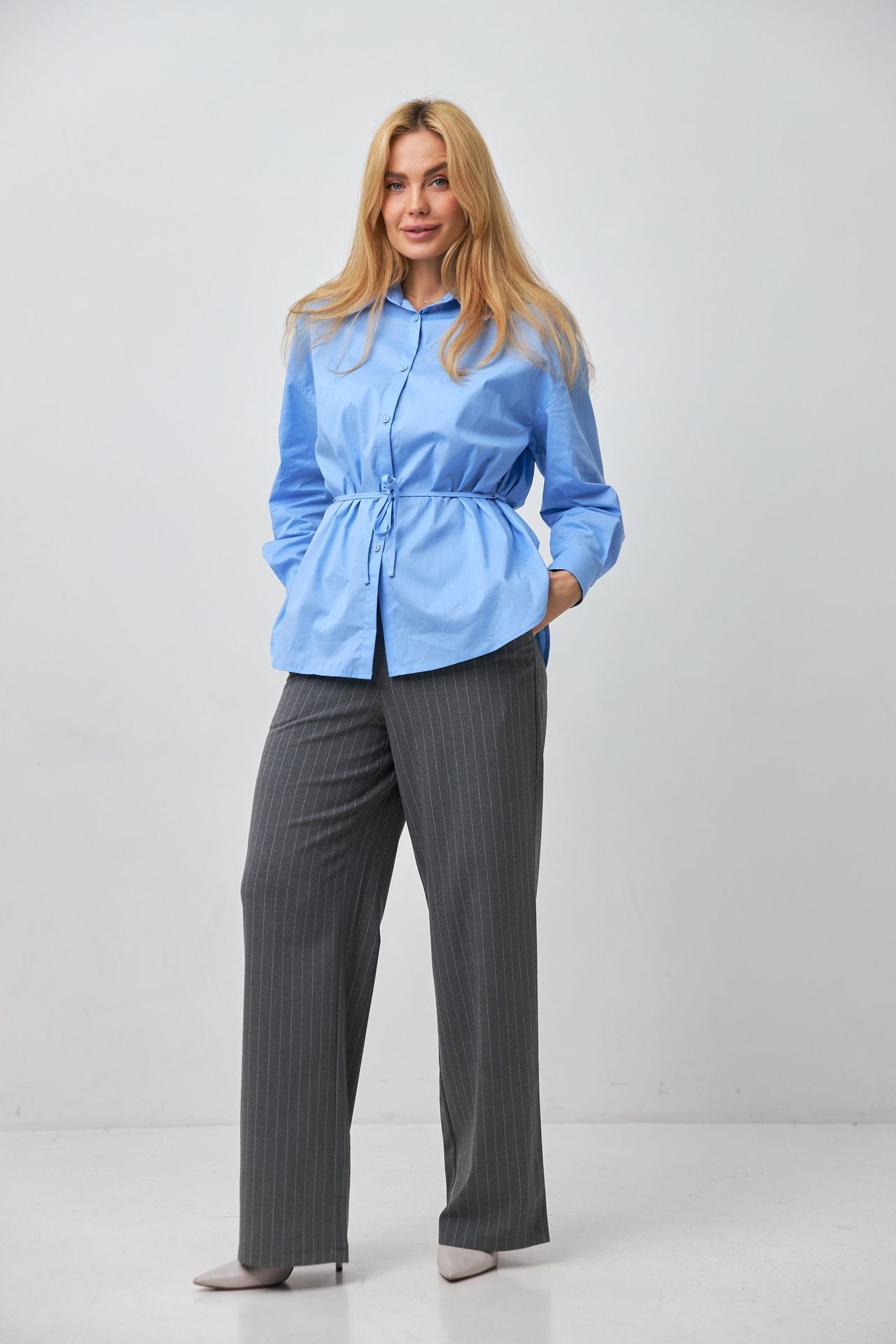 Pantaloni palazzo clasici cu buzunare Megan