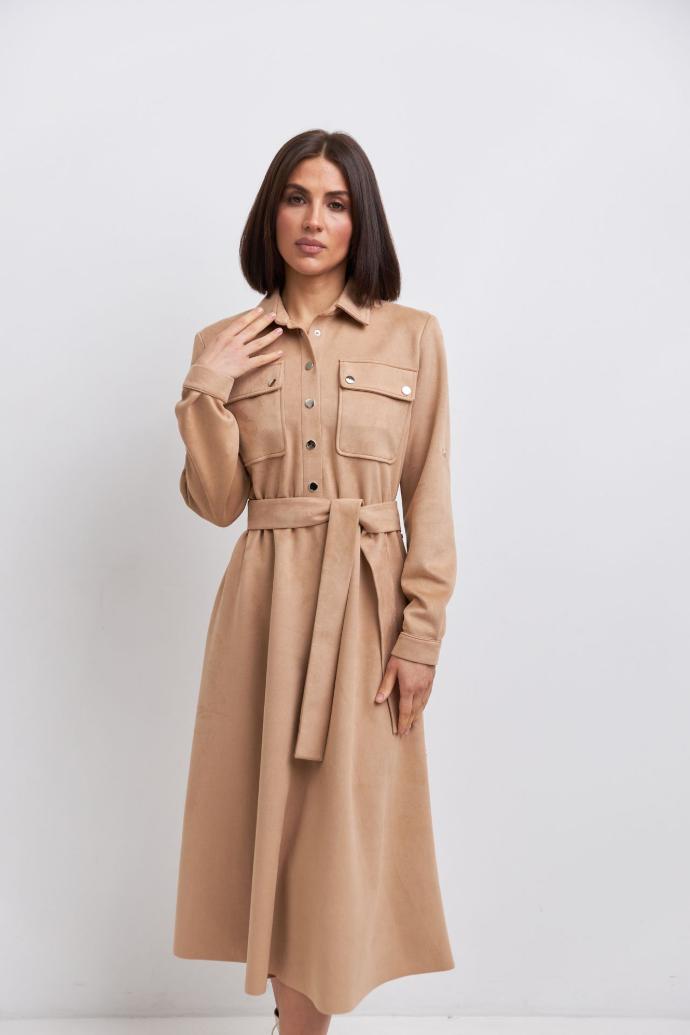 Rochie din piele întoarsă cu capse