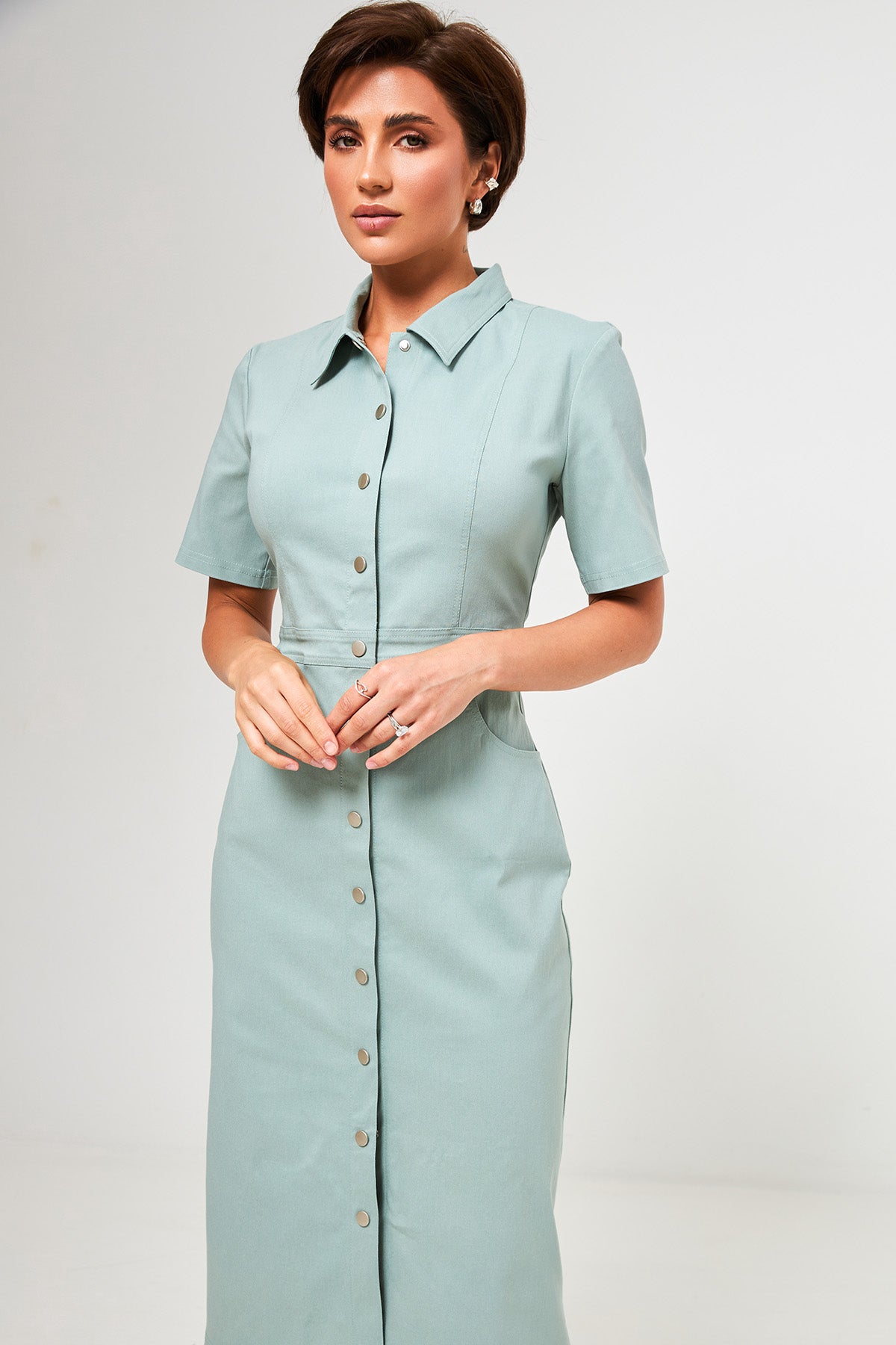 Rochie midi mulată din denim bengalină
