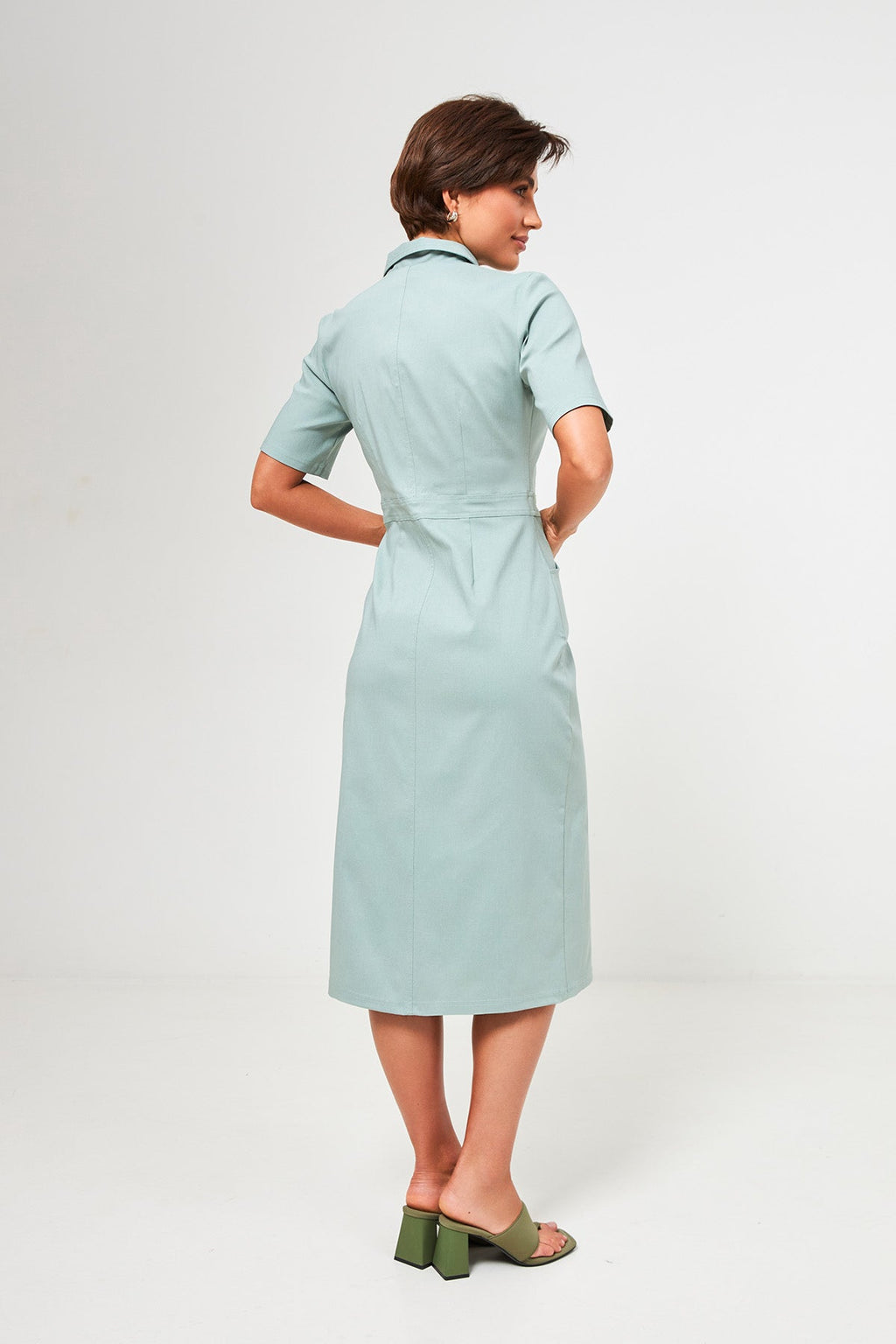 Rochie midi mulată din denim bengalină