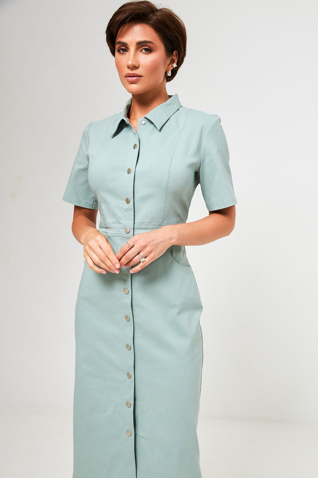 Rochie midi mulată din denim bengalină