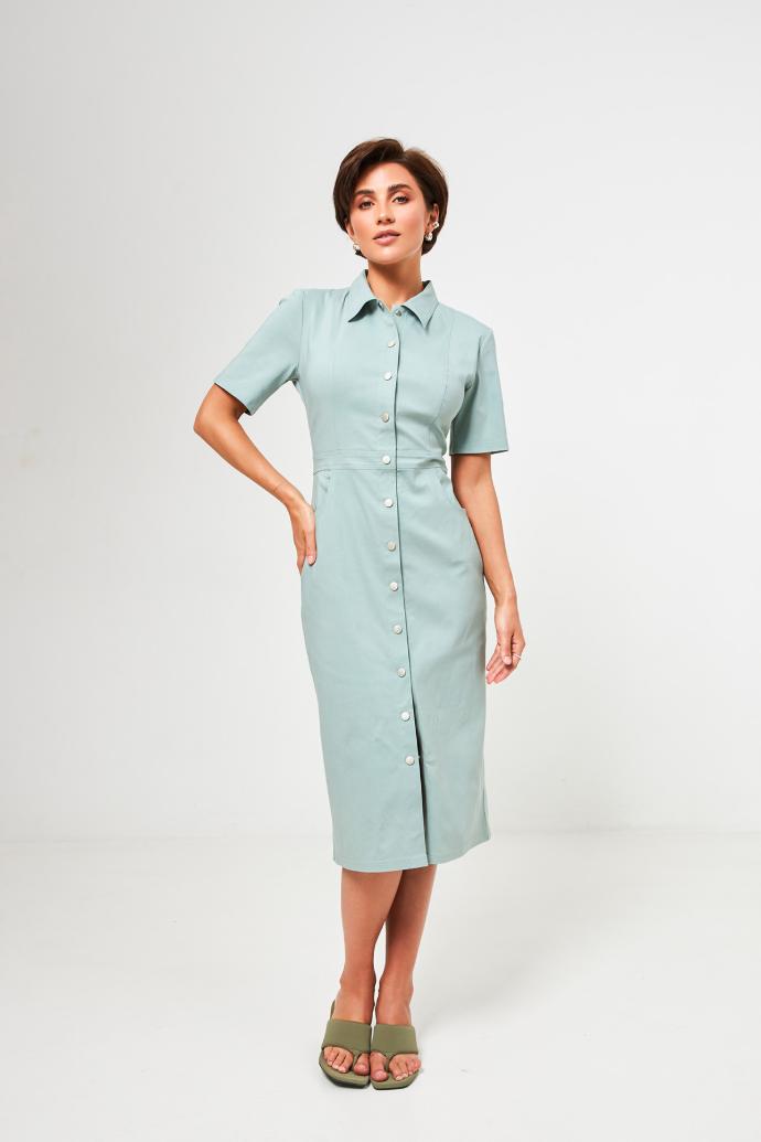 Rochie midi mulată din denim bengalină