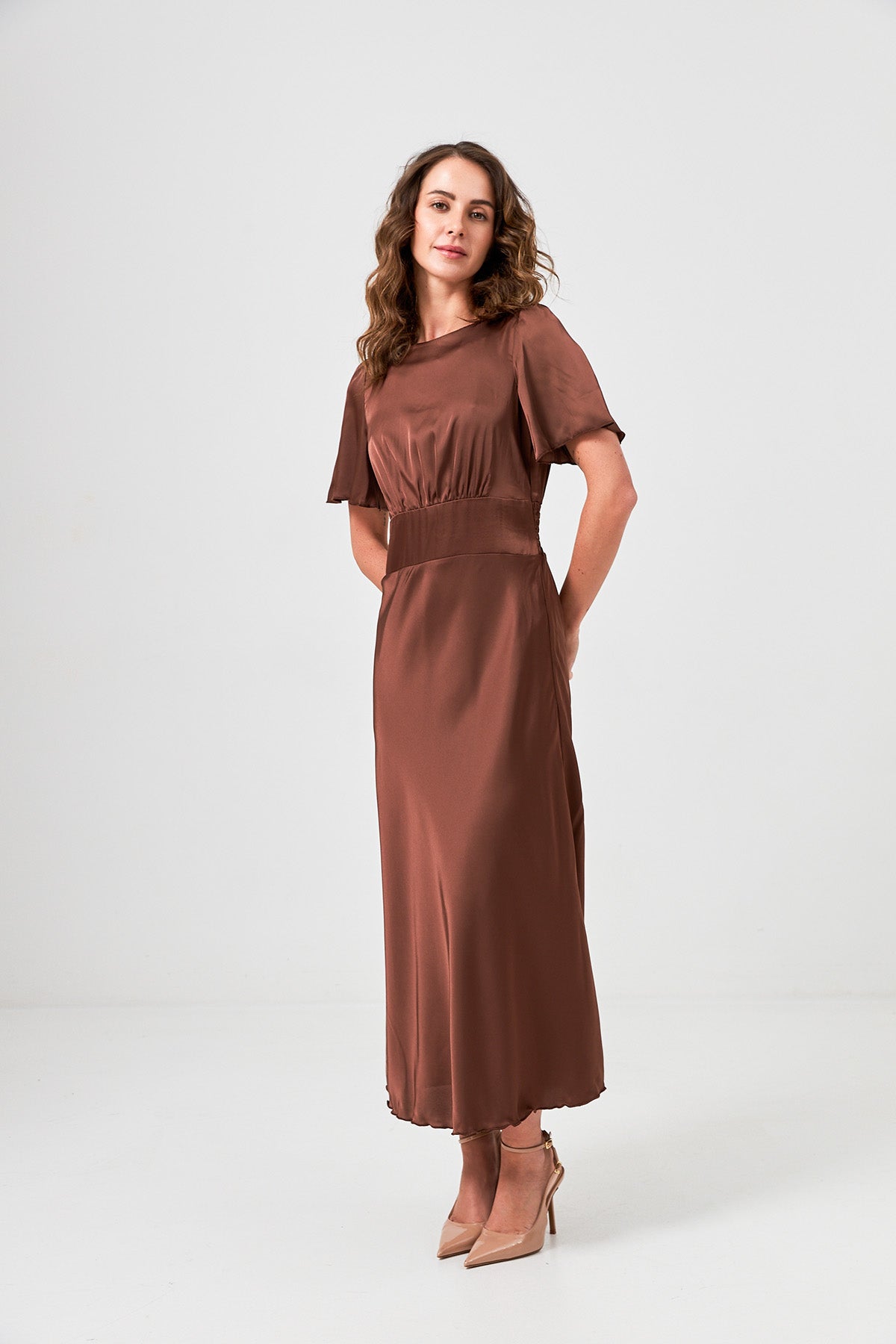 Rochie maxi din mătase, de ocazie