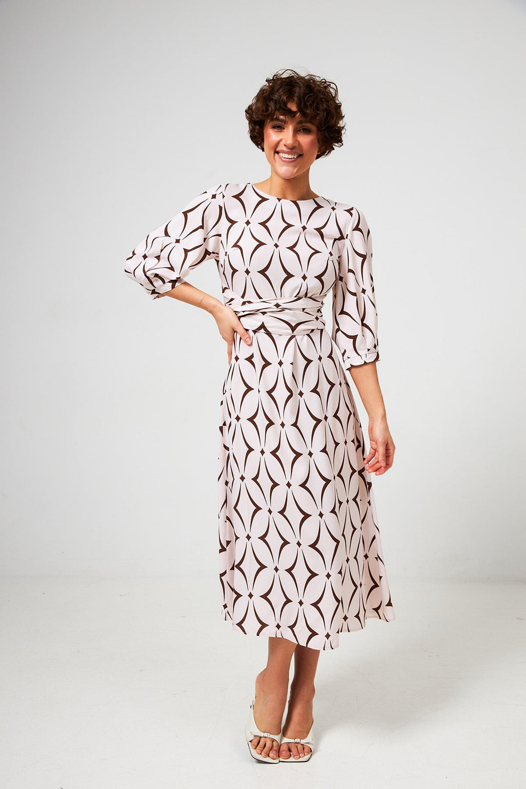 Rochie midi din vâscoză tip ștapel