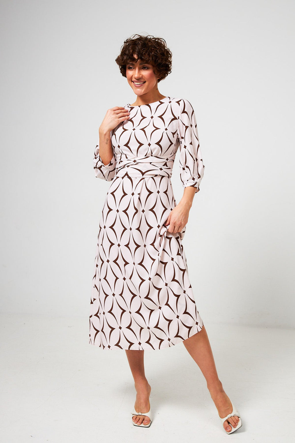 Rochie midi din vâscoză tip ștapel