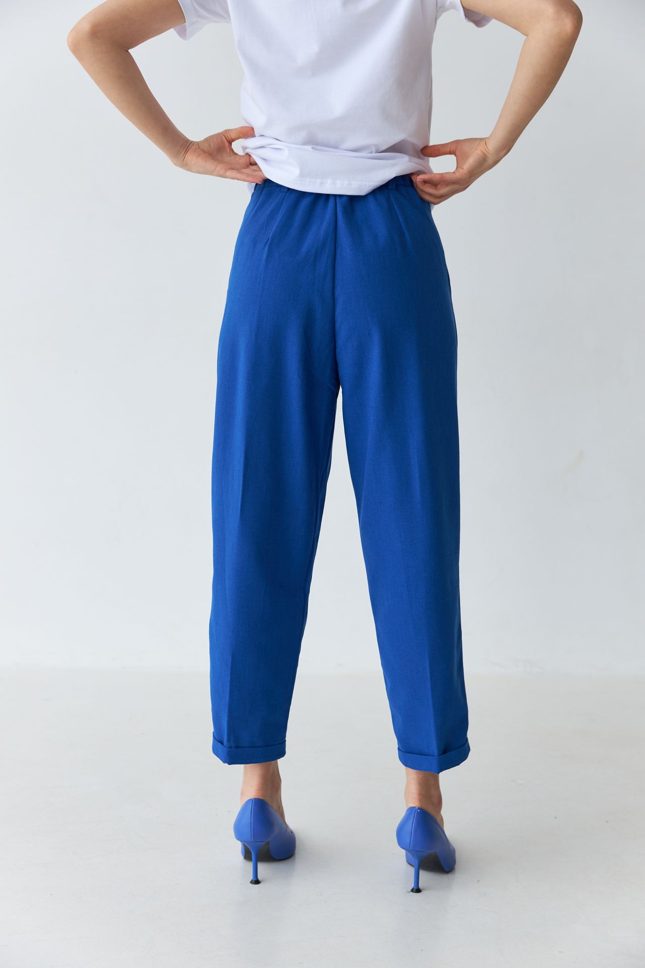 Pantaloni drepți cu in și manșete Safari