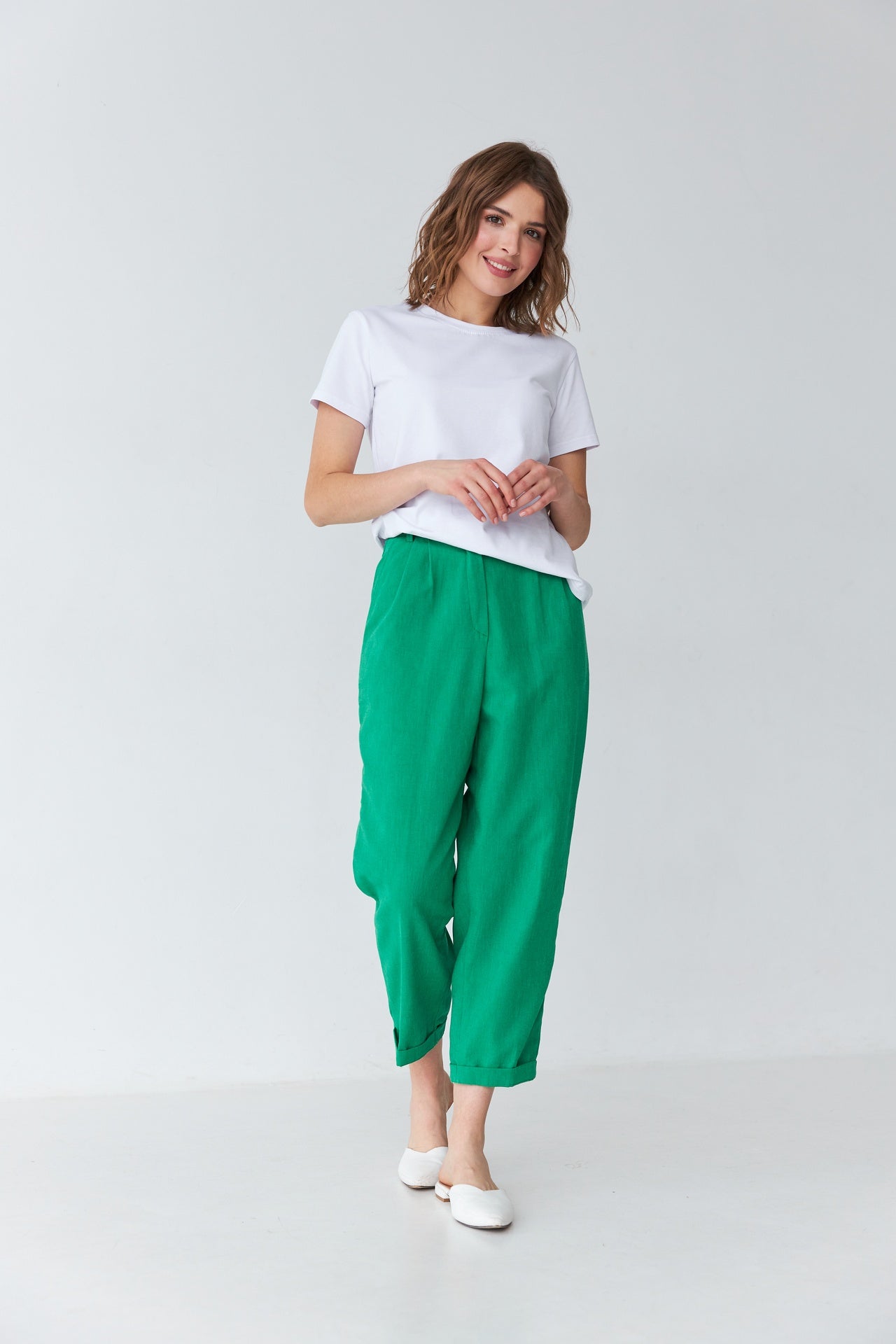 Pantaloni drepți cu in și manșete Safari