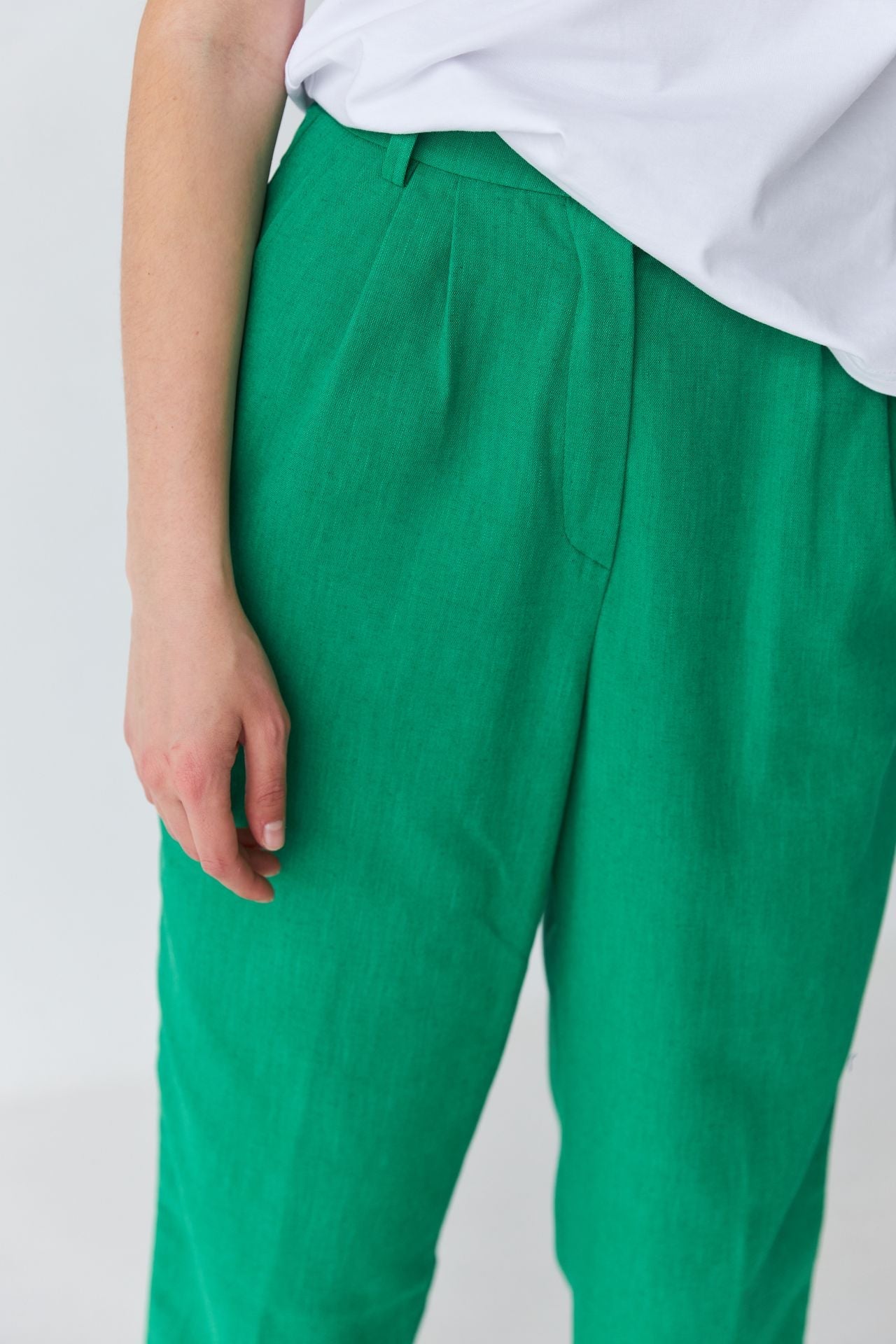 Pantaloni drepți cu in și manșete Safari