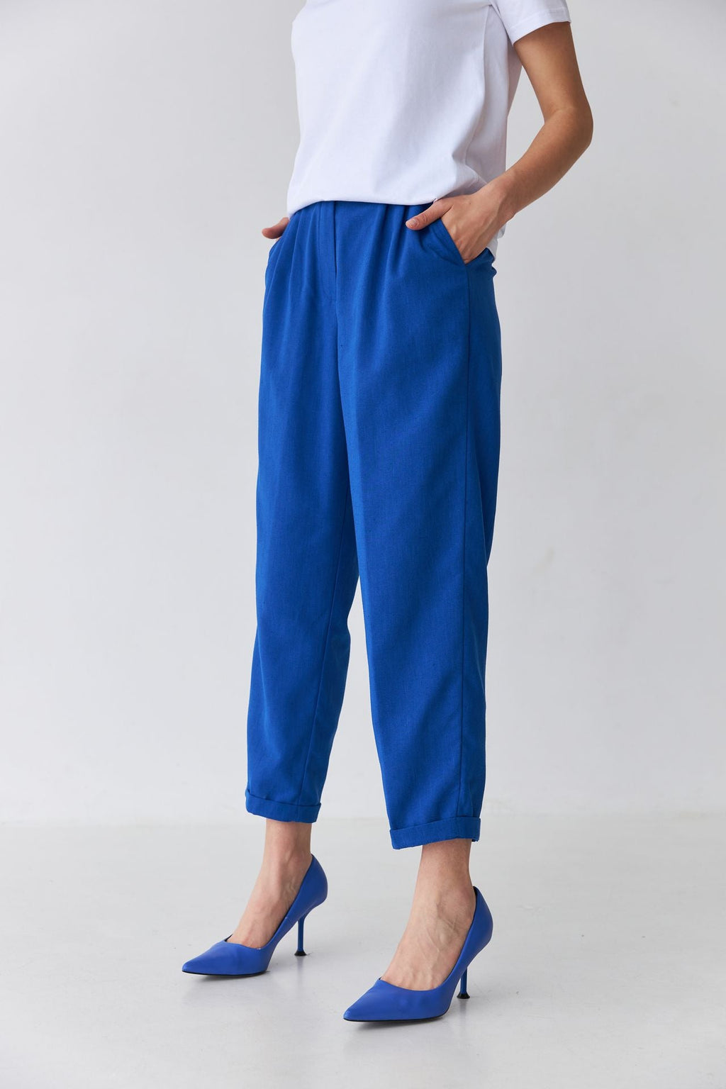 Pantaloni drepți cu in și manșete Safari