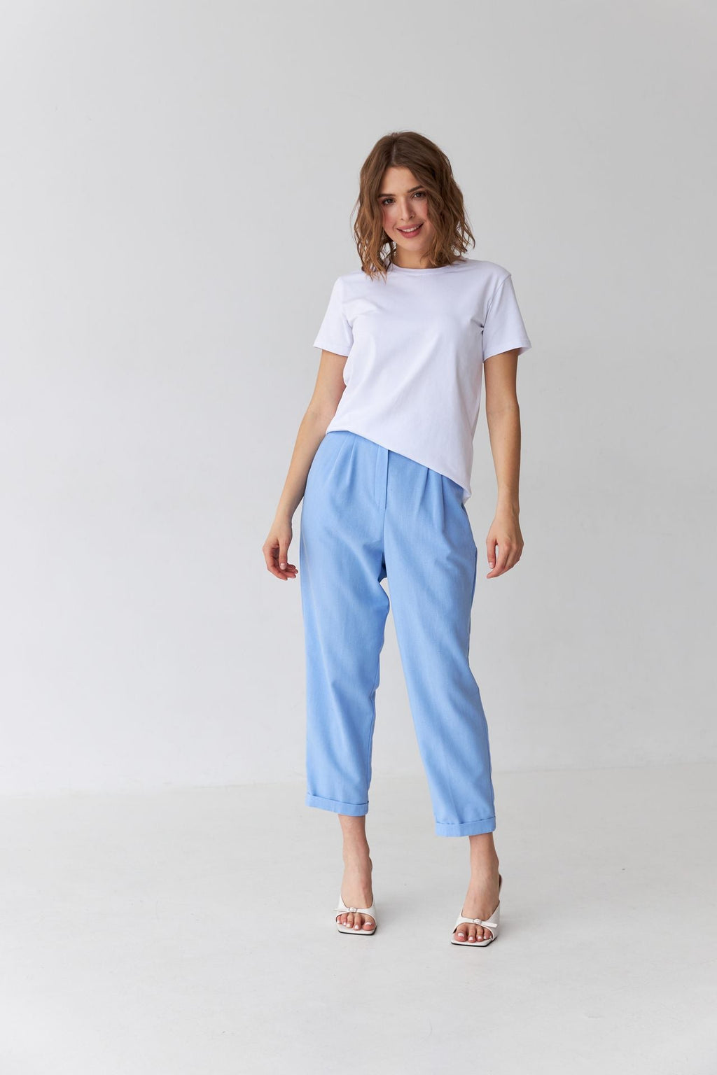 Pantaloni drepți cu in și manșete Safari