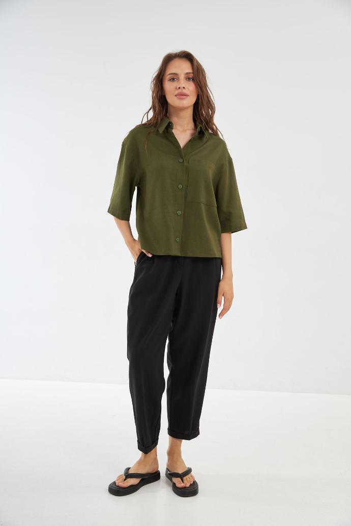 Pantaloni drepți cu in și manșete Safari