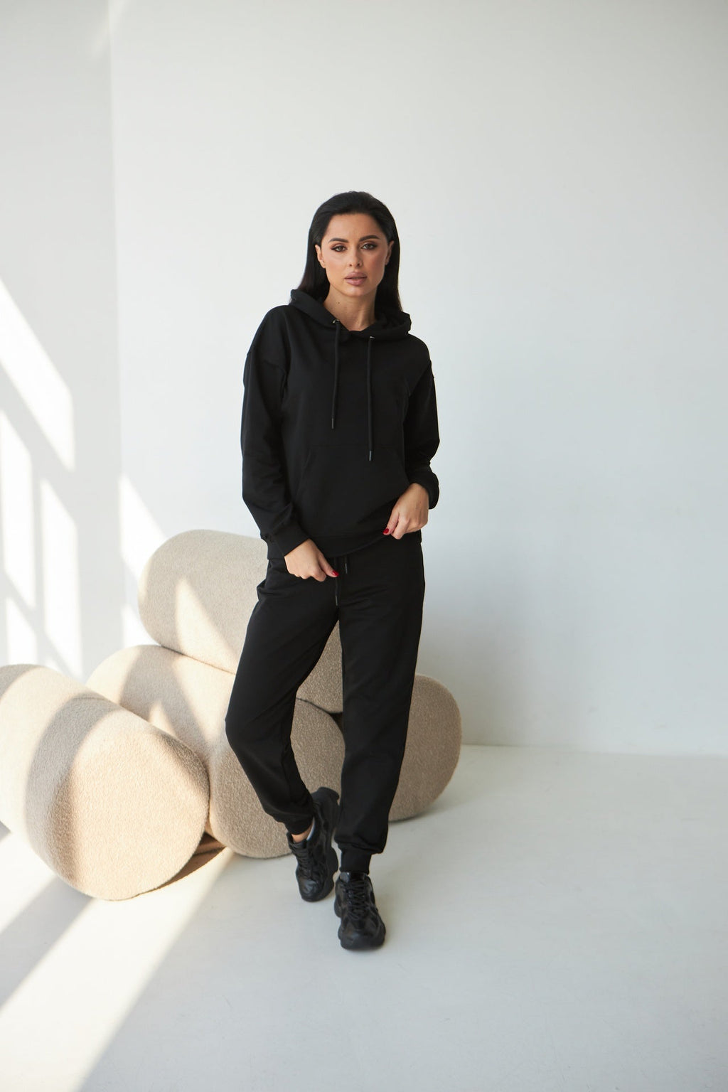 Pantaloni jogger din tricot cu două fire Rachel