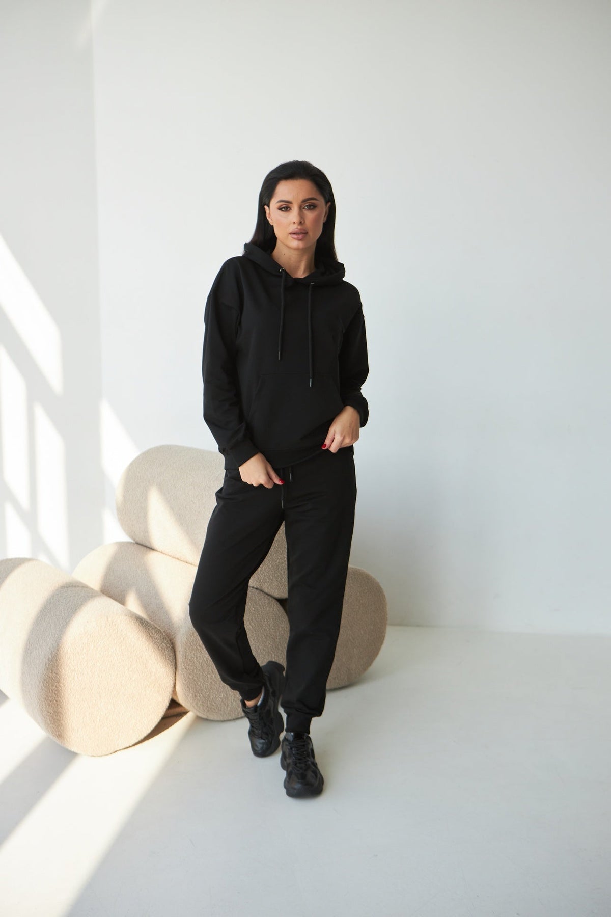 Pantaloni jogger din tricot cu două fire Rachel