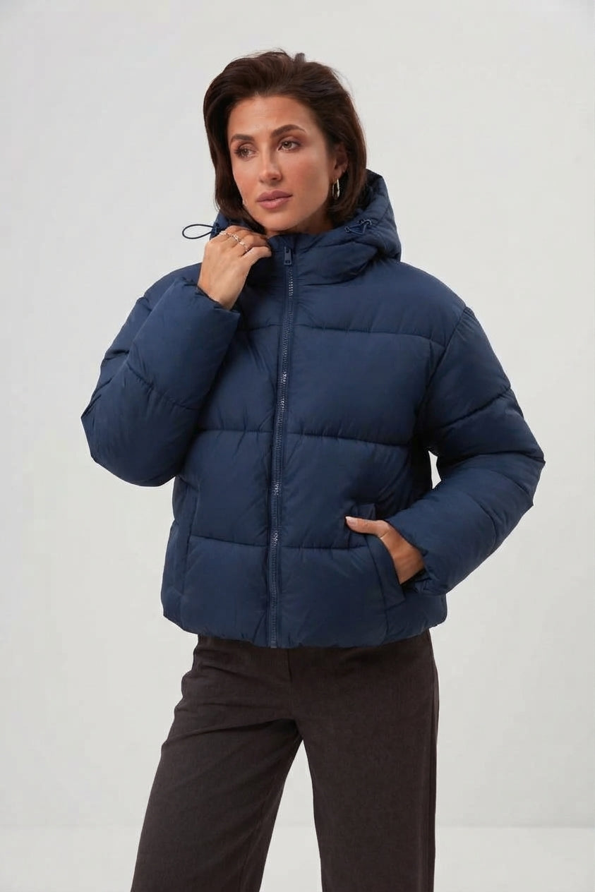 Geacă de puf oversize cu curea
