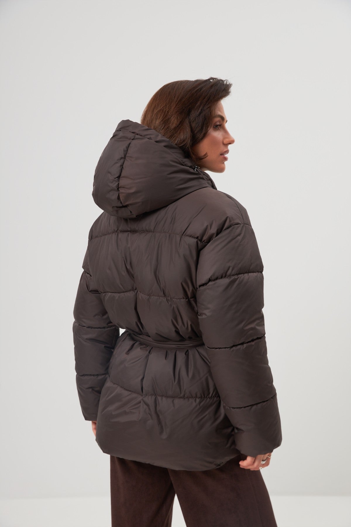 Geacă de puf oversize cu curea