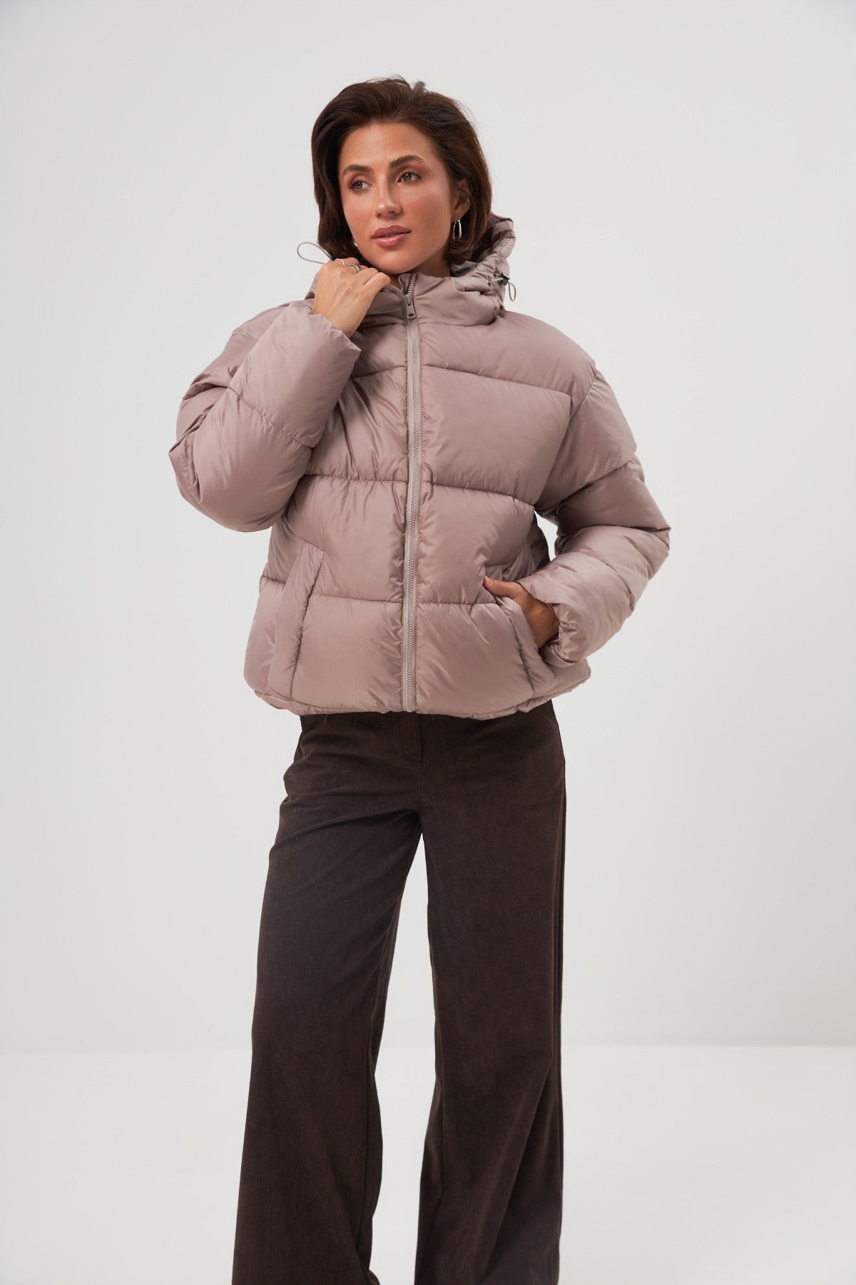 Geacă de puf oversize cu curea