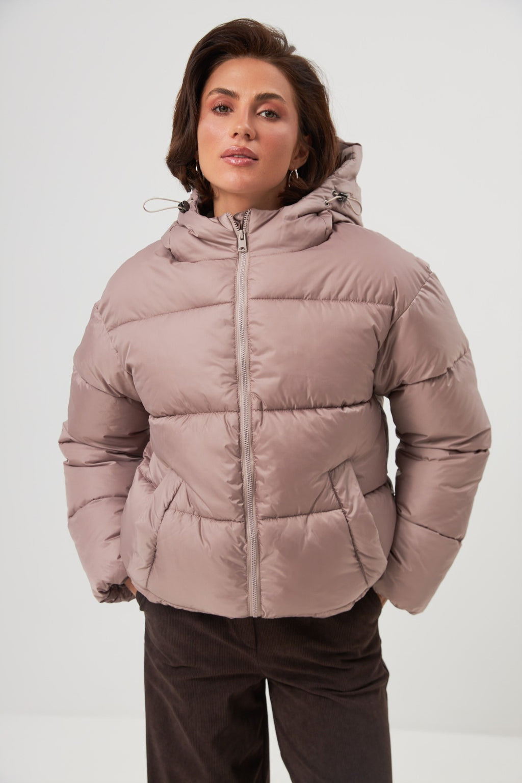 Geacă de puf oversize cu curea