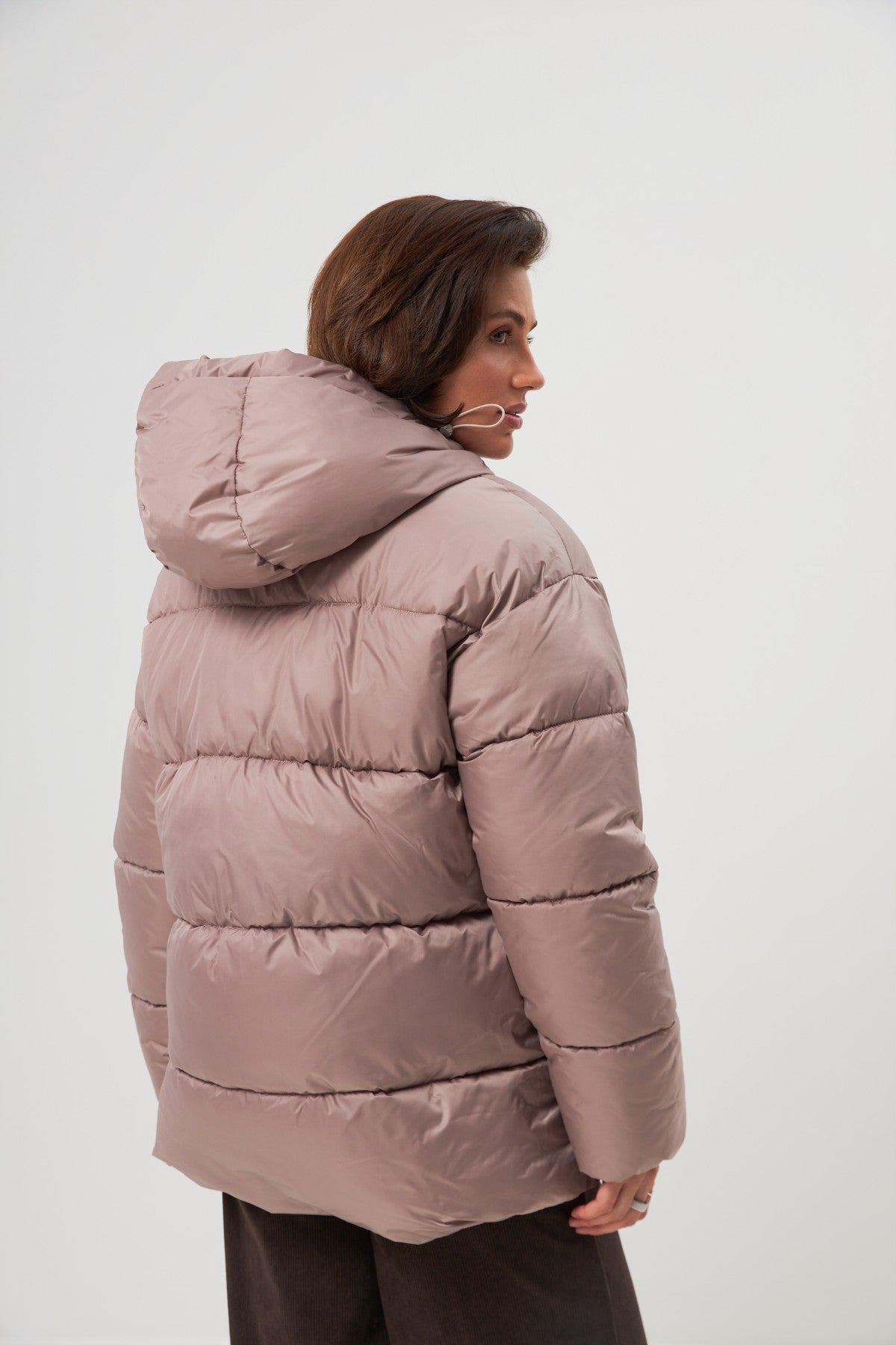 Geacă de puf oversize cu curea