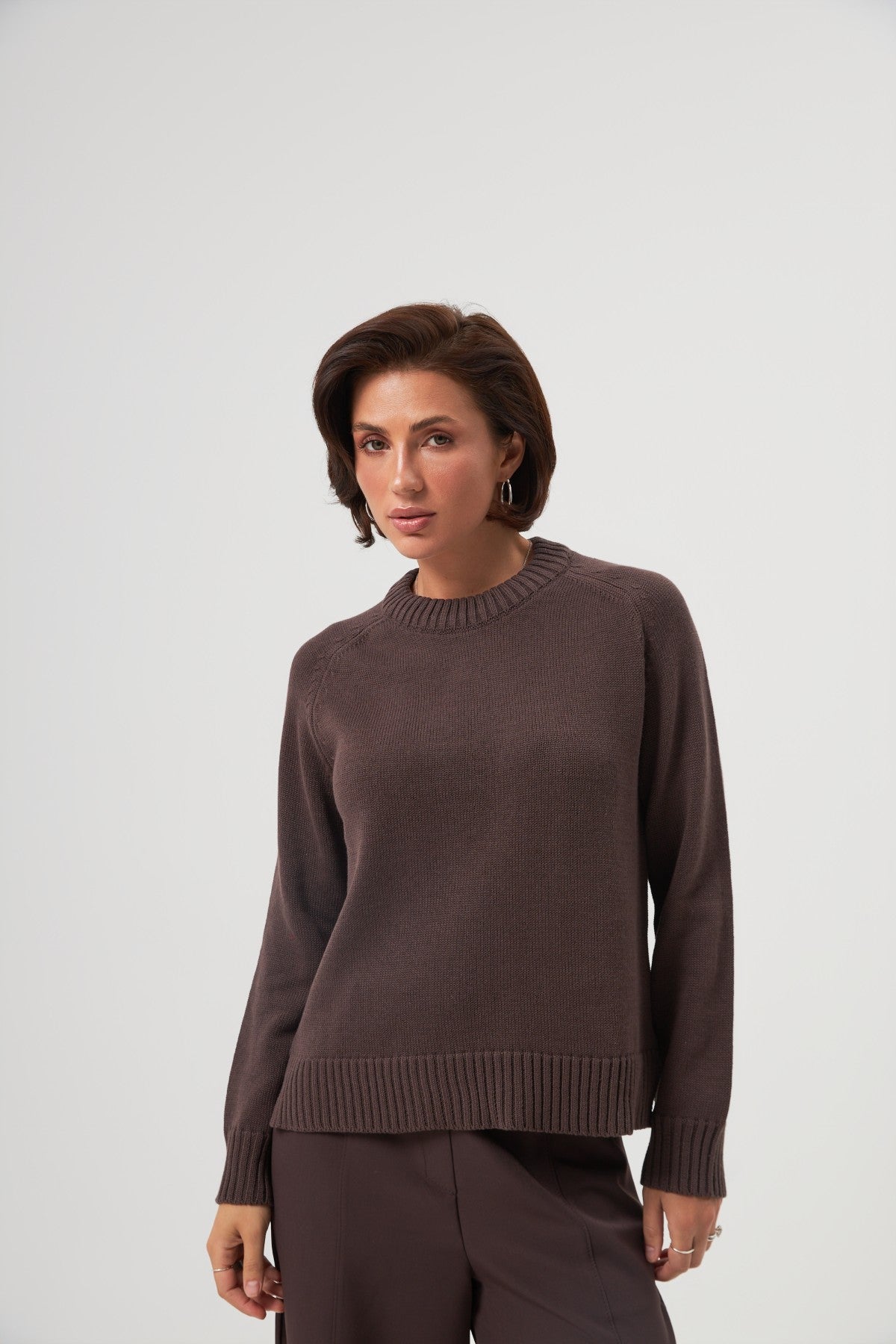 Pulover tricotat cu mânecă raglan
