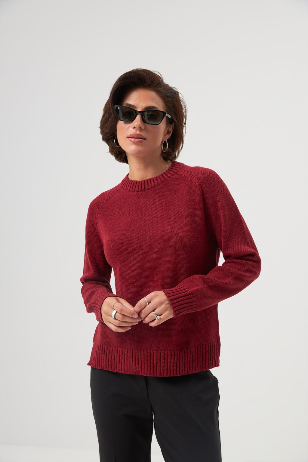 Pulover tricotat cu mânecă raglan