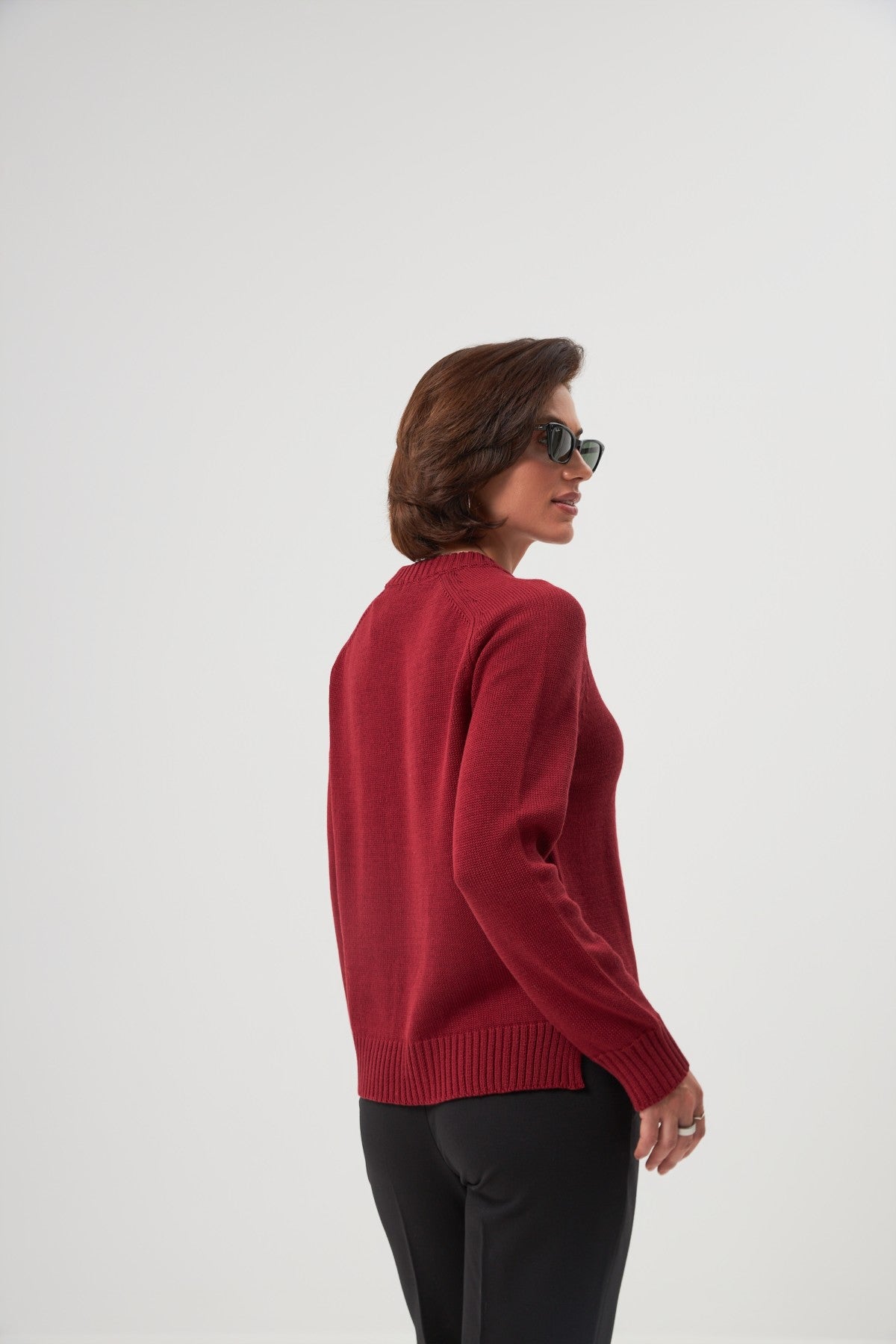 Pulover tricotat cu mânecă raglan