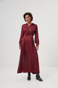 Rochie maxi din mătase cu corset asimetric
