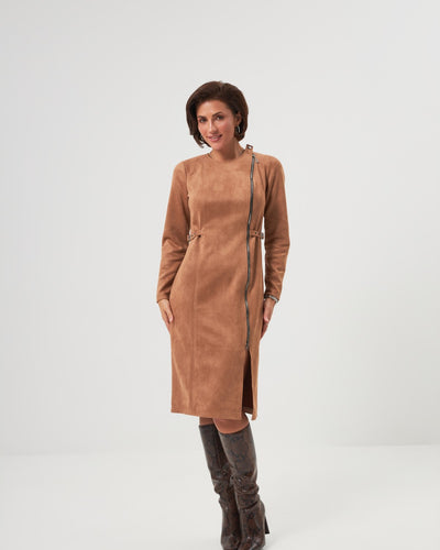 Rochie midi cu fermoar și catarame