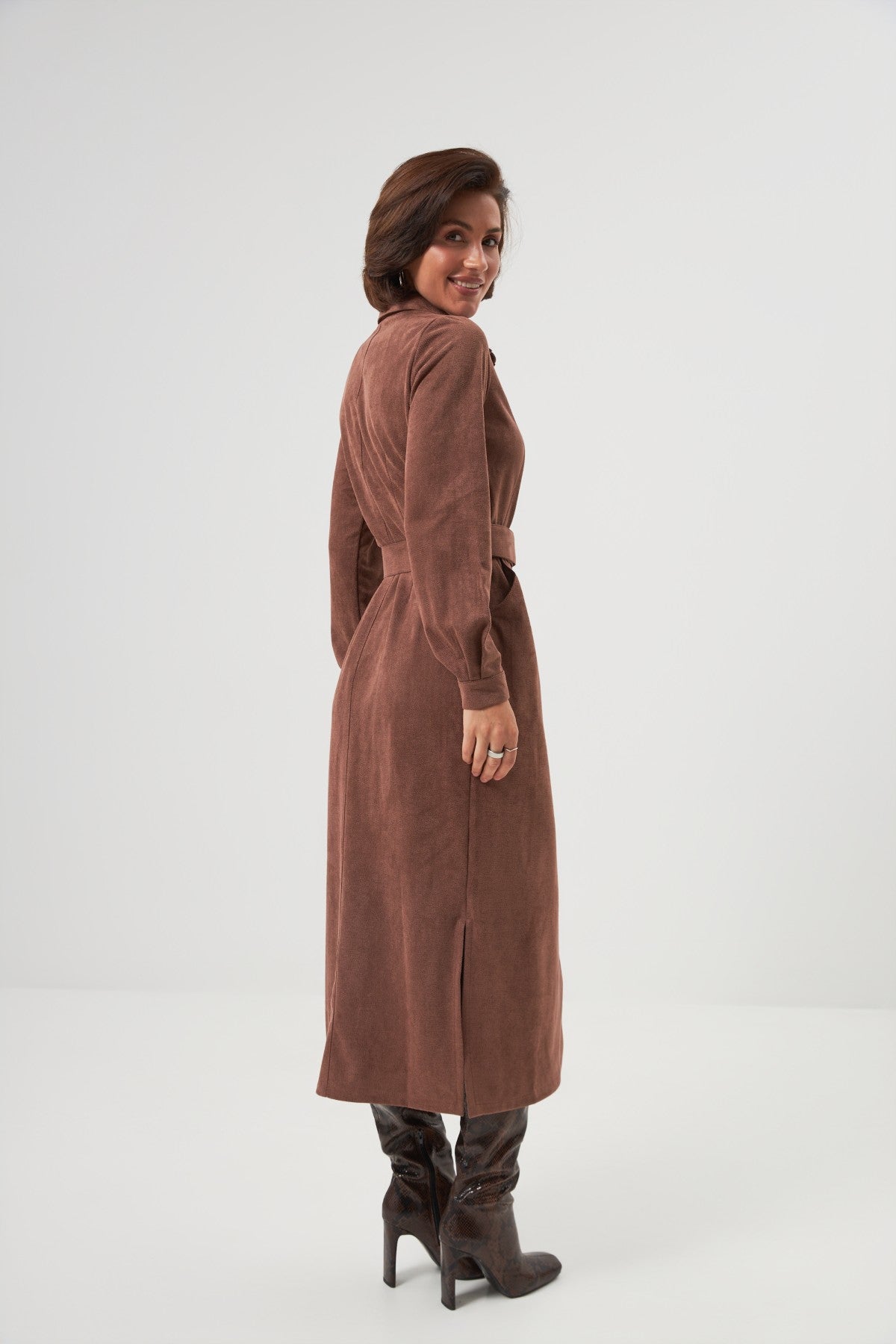 Rochie-cămașă midi cu cordon