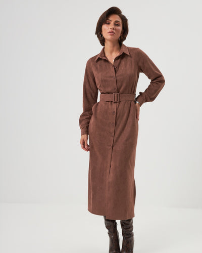 Rochie-cămașă midi cu cordon