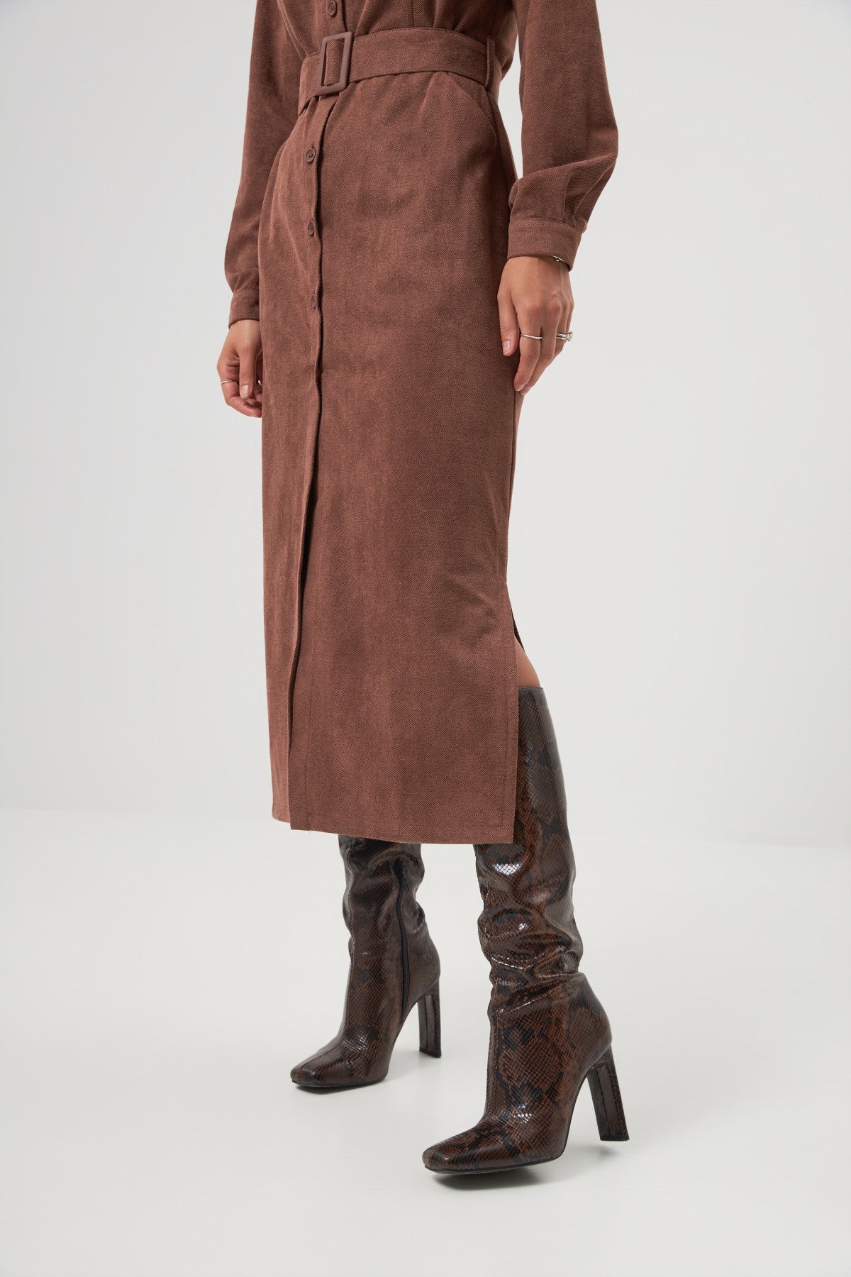 Rochie-cămașă midi cu cordon