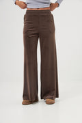 Pantaloni palazzo din catifea cu elastic Daisy