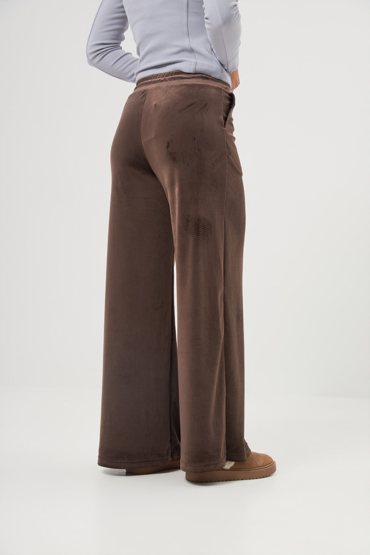 Pantaloni palazzo din catifea cu elastic Daisy
