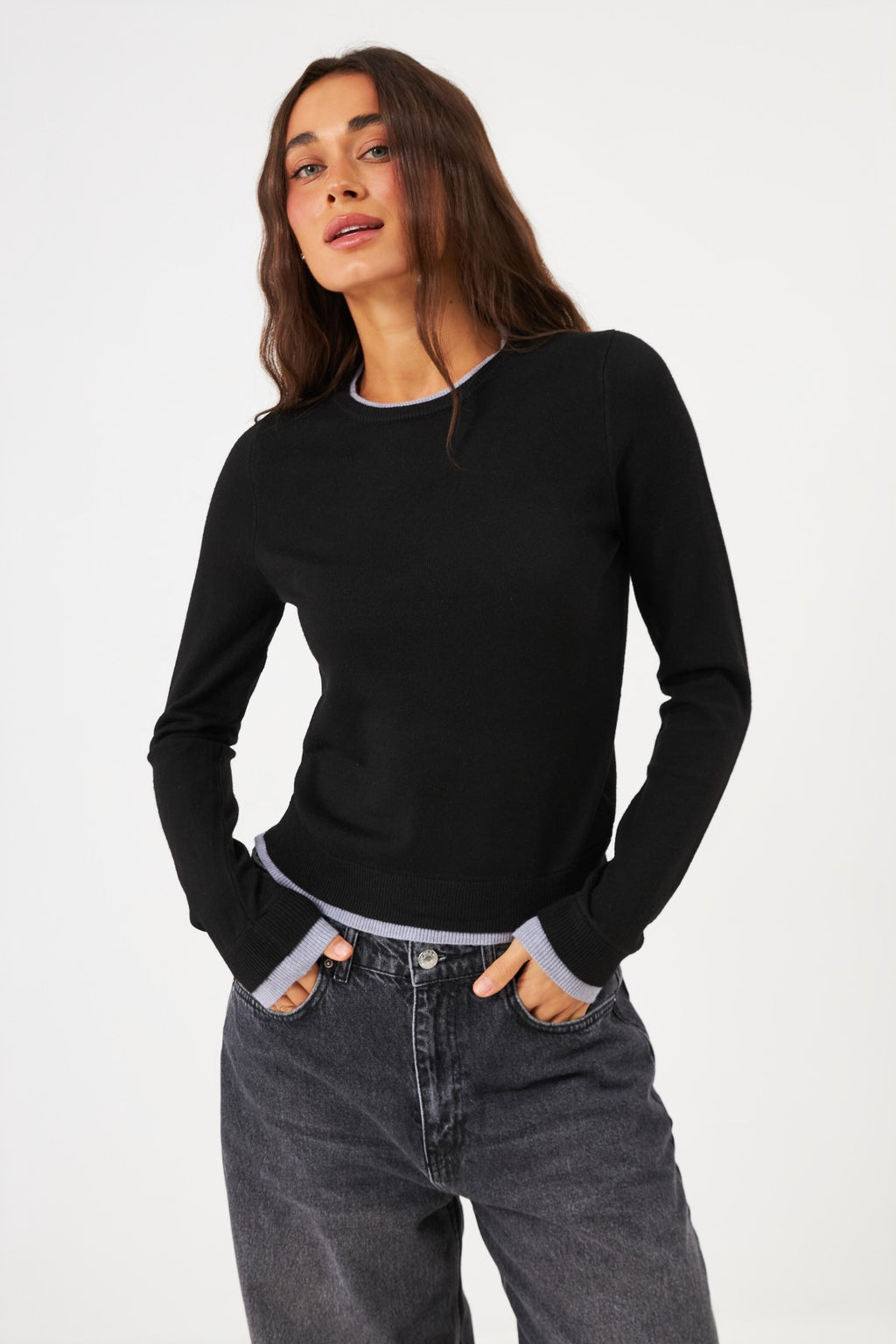 Pulover cu efect de long sleeve