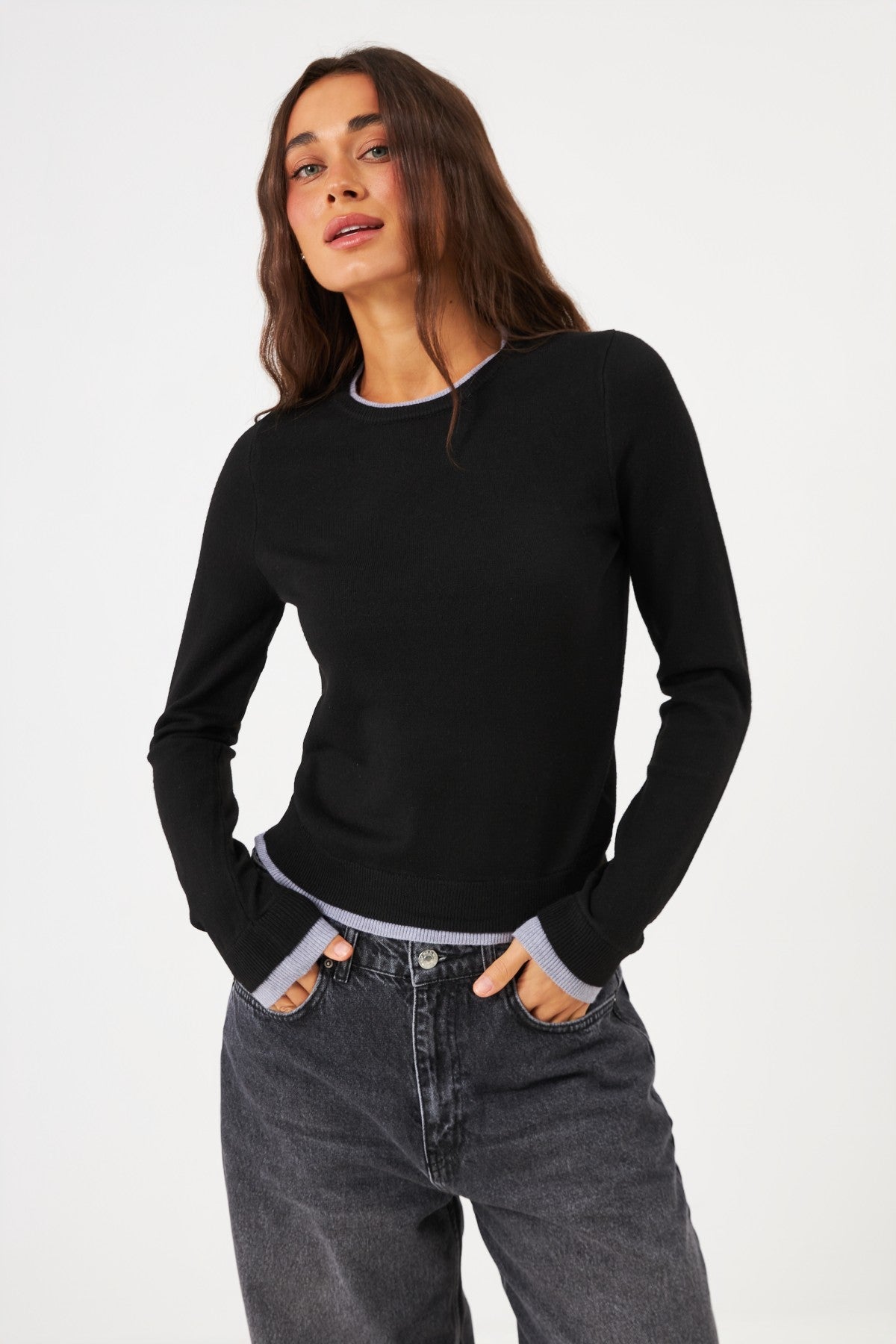 Pulover cu efect de long sleeve