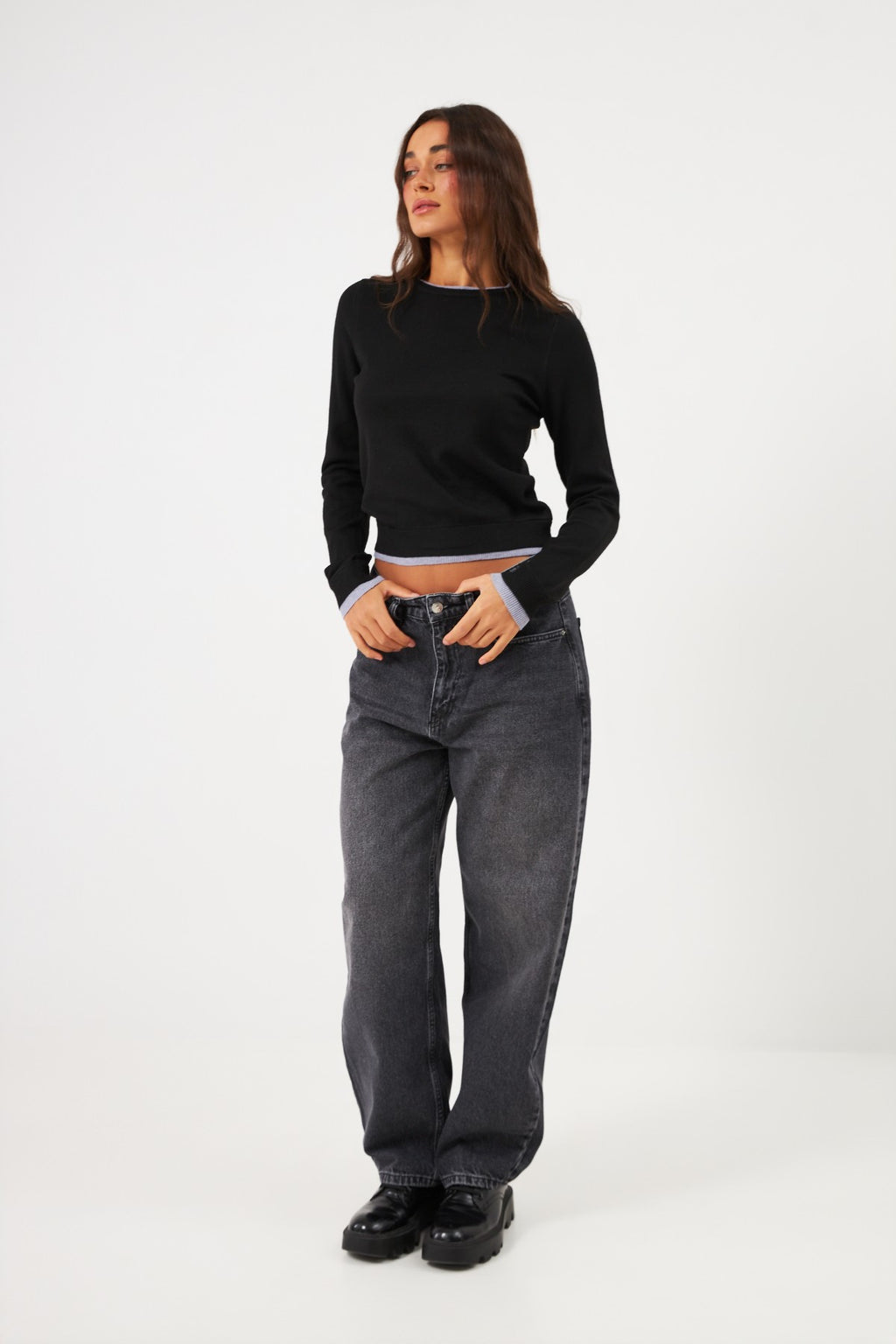 Pulover cu efect de long sleeve