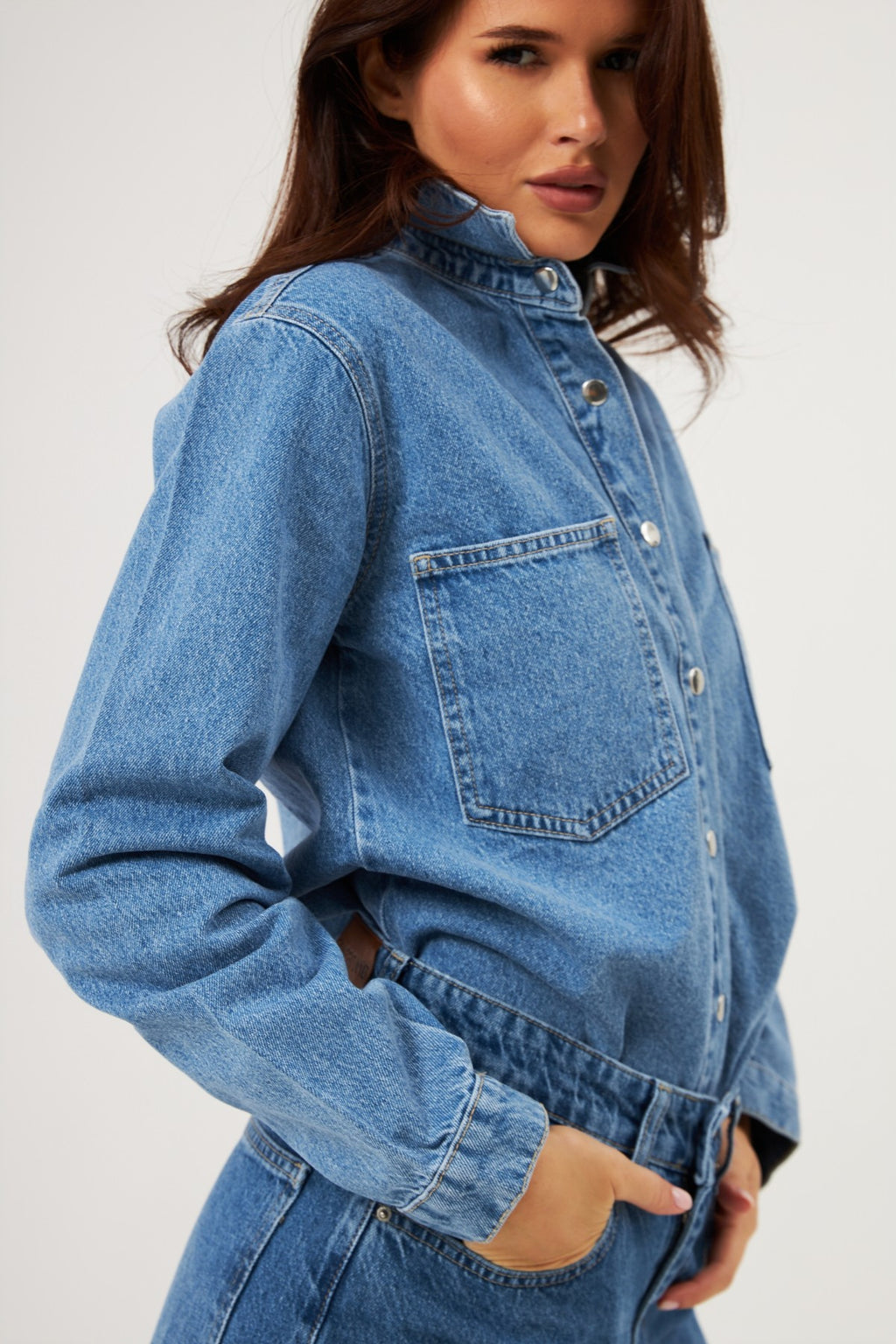 Cămașă din denim cu capse