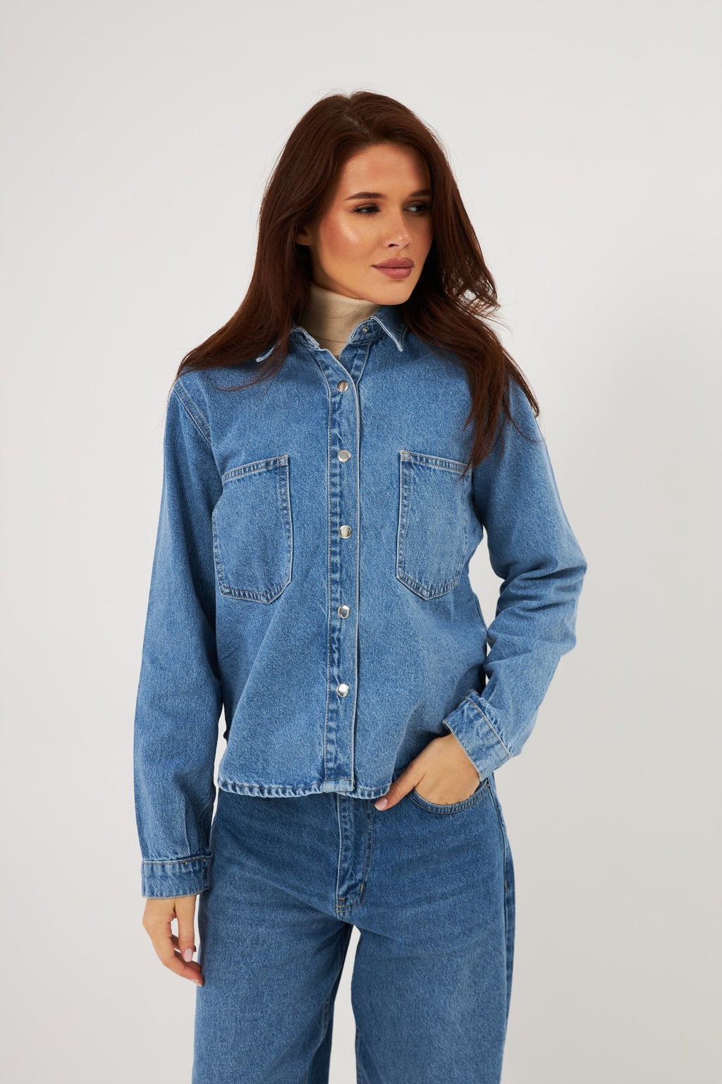 Cămașă din denim cu capse
