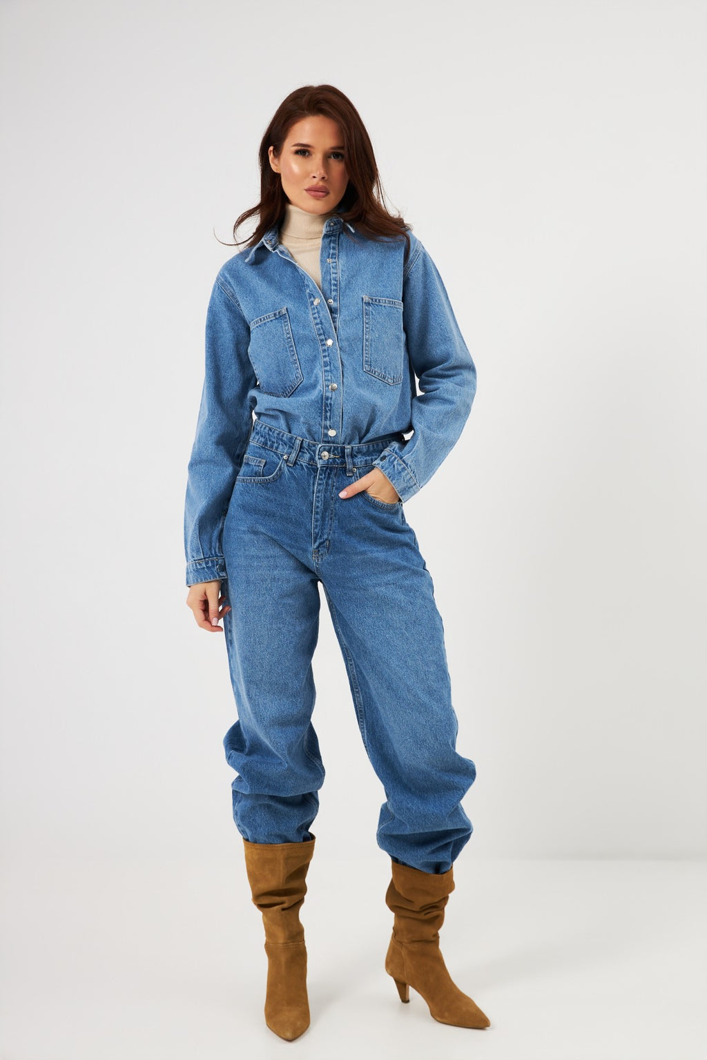 Cămașă din denim cu capse