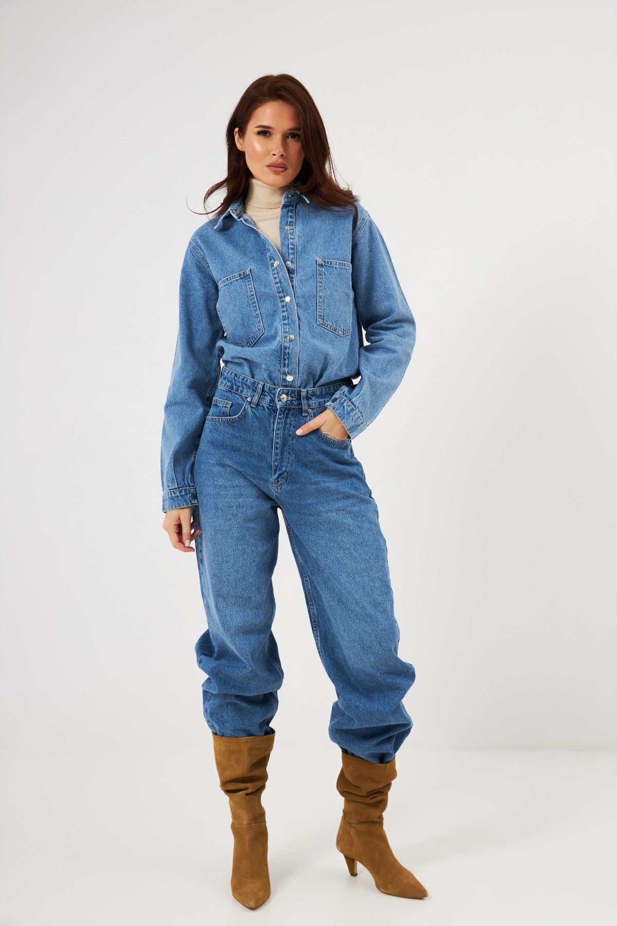 Cămașă din denim cu capse