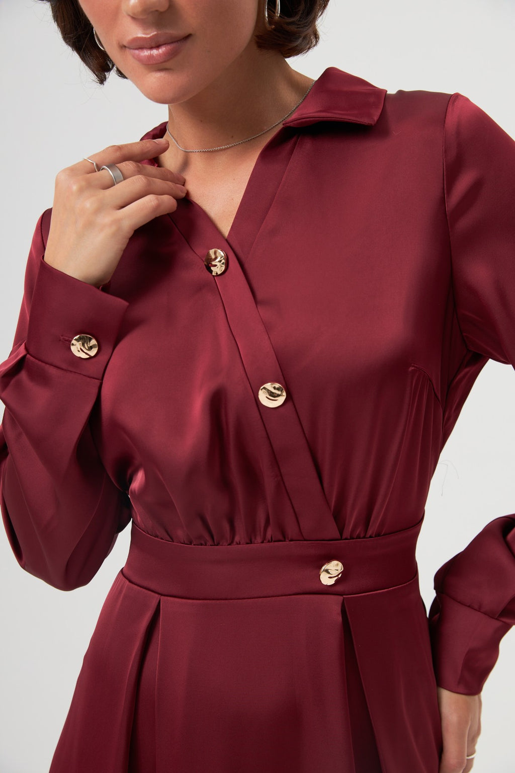 Rochie maxi din mătase cu corset asimetric