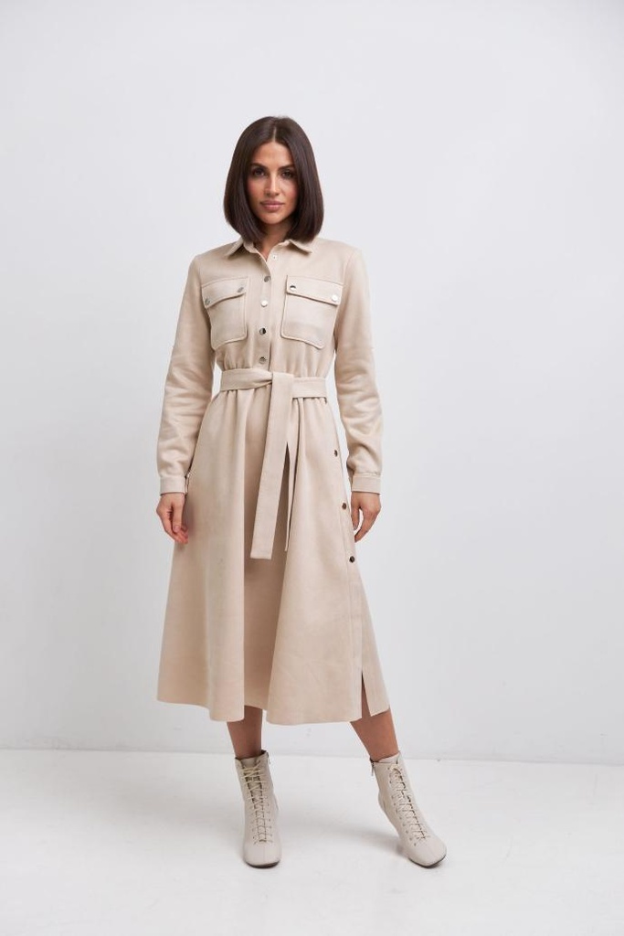 Suede dress with snap buttons 