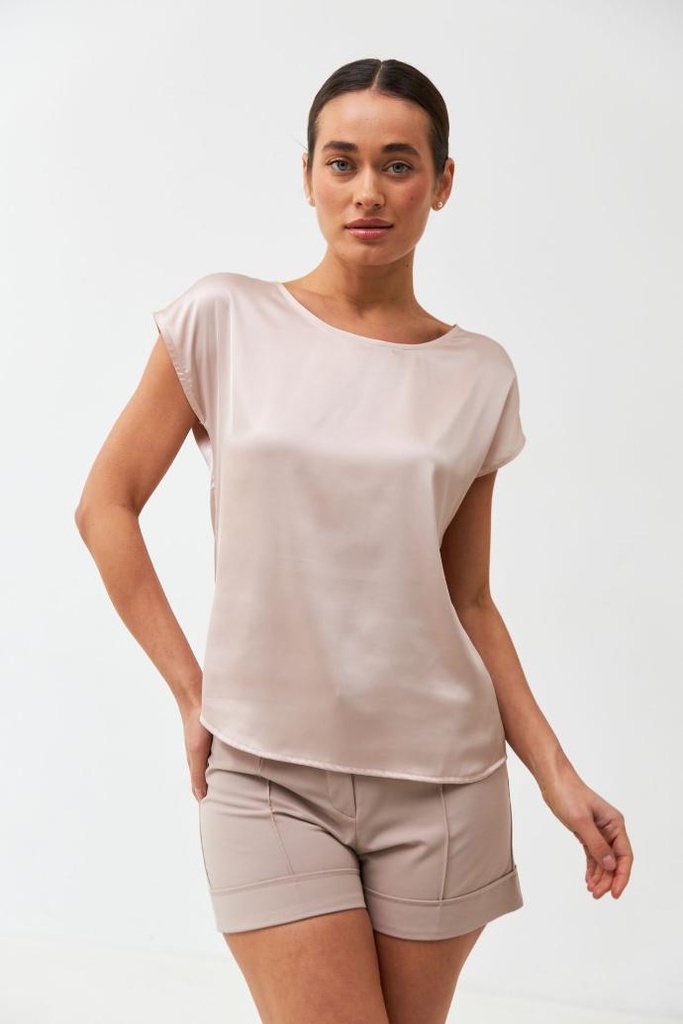 Silk blouse with short sleeves