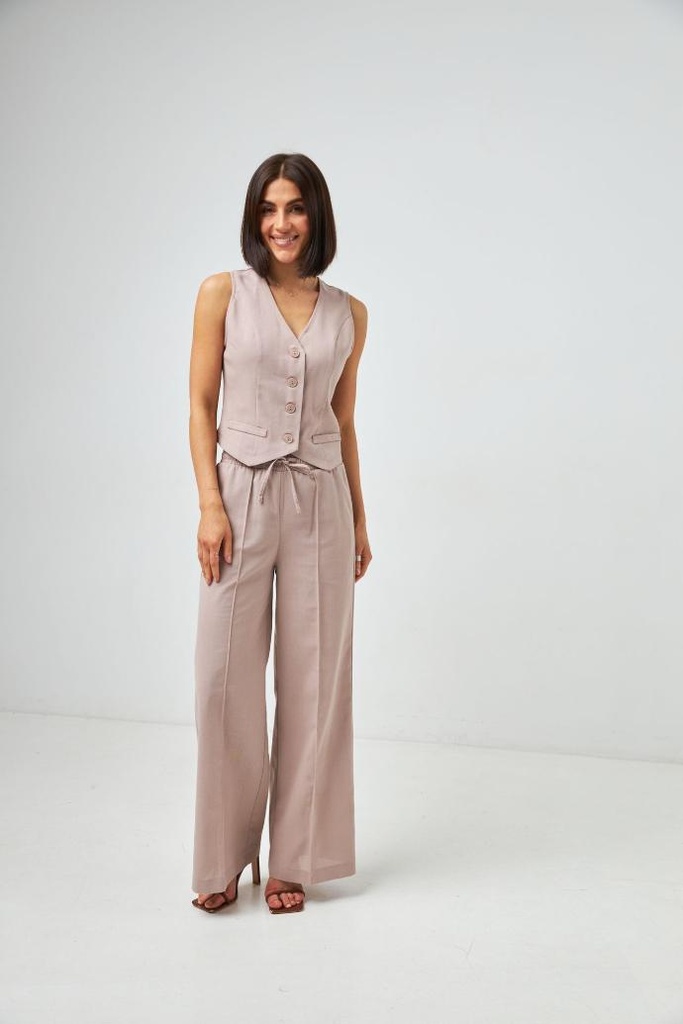 Pantaloni din in cu elastic