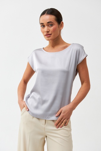 Silk blouse with short sleeves