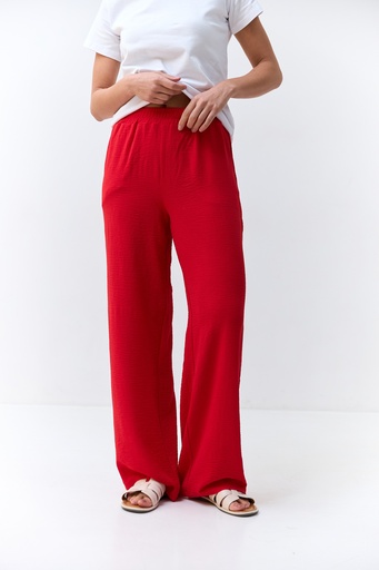 Crepe trousers with an elastic waistband
