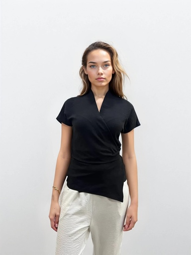 Wrap blouse made of crepe